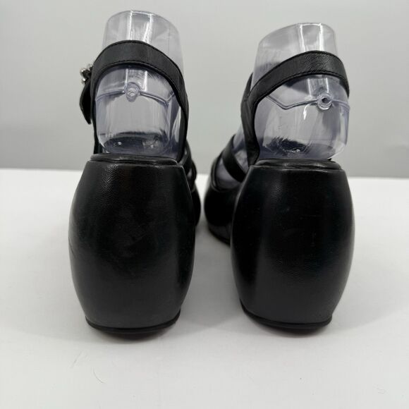 Free People Brooklyn US 7.5 Shoes Black Leather Ankle Strap Platform Sandals - Picture 7 of 16